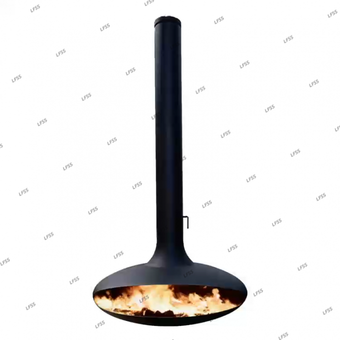 Madeira suspensa preta lareira ardendo lareira de telhado interior aço personalizado 0