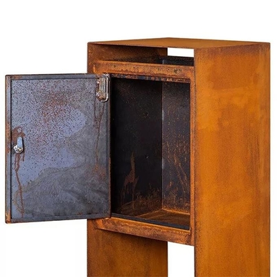 Outdoor Waterproof Metal Post Office Box Key Lock Corten Steel Mailboxes