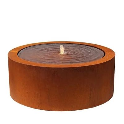 Garden Decoration Rusted Orange Corten Steel Fountain Square Water Table